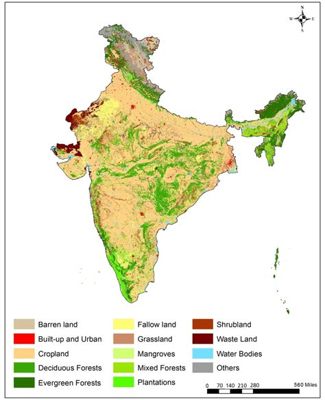 Land use and land cover map of India for 2005. This map serves as a ...