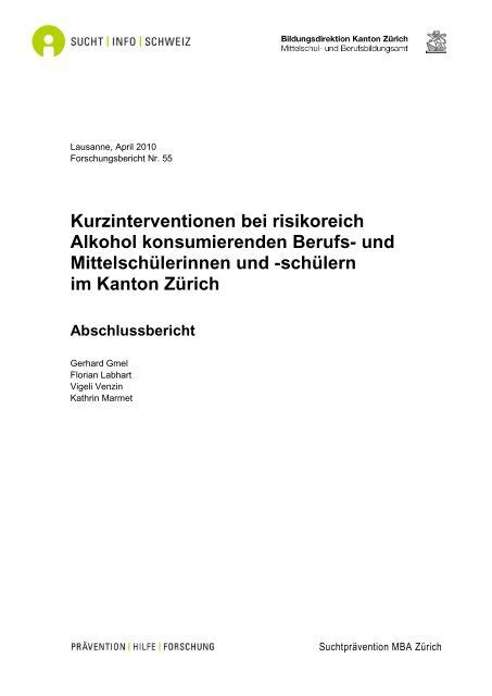 Kurzinterventionen bei risikoreich Alkohol ... - Addiction Suisse