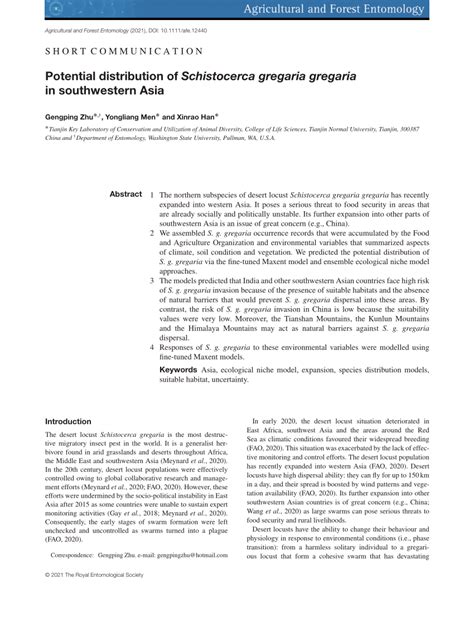 (PDF) Potential distribution of Schistocerca gregaria gregaria in ...