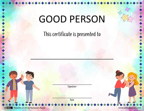 Good Person Award Certificate Template | Free Printable Papercraft Templates