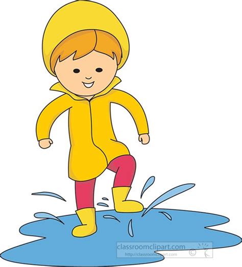 Weather Clipart- girl-splashing-in-a-puddle-of-water - Classroom Clipart