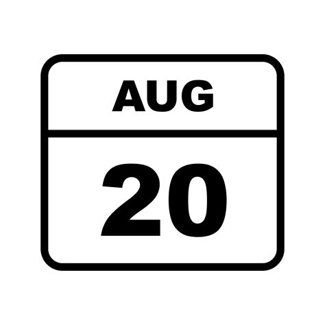 August 20th Date on a Single Day Calendar 497890 Vector Art at Vecteezy