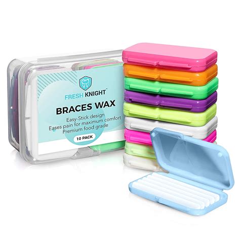 Braces Wax,10 Pack Bright & Fun Colors. Dental Wax for Braces. Unscented & Flavorless - Premium ...