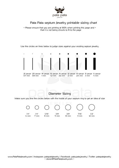 Septum Piercing Wire and Diameter Sizing Chart | patapatajewelry