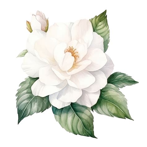 White Camellia Flower Watercolor Style For Decorative Element, Flower, Flora, Petal PNG ...