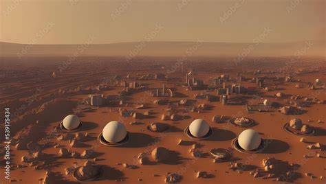 first martian colony - mars base - planet mars colony with geodesic ...