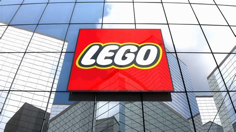 Editorial, The Lego Group logo on glass building. Motion Background 00:10 SBV-323616396 ...