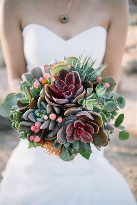 Modern, Rustic Green and Purple Succulent Bouquet