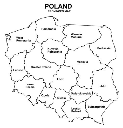 Map of Poland outline political map of poland with provinces | Clipart ...