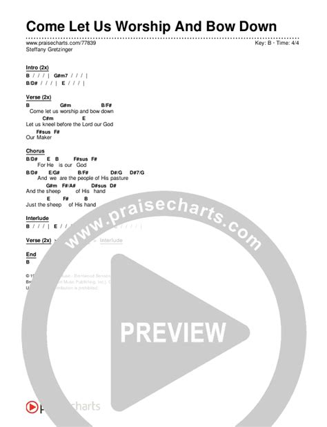 Come Let Us Worship And Bow Down Chords PDF (Steffany Gretzinger) - PraiseCharts