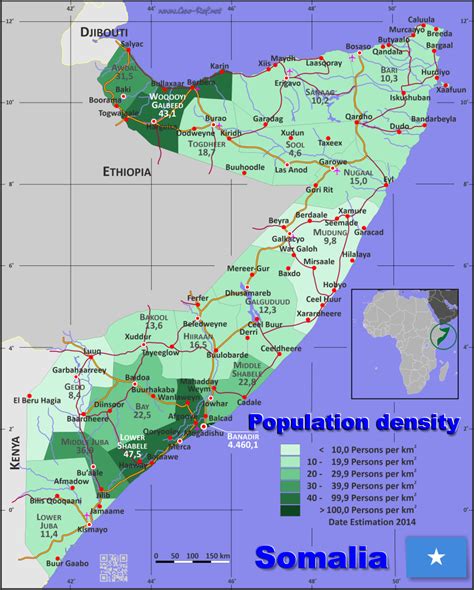 Somalia Country data, links and map by administrative structure