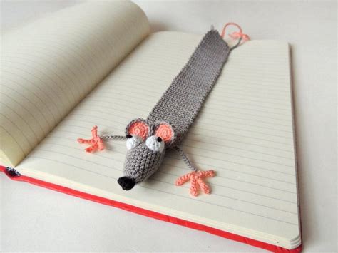 Crochet Mouse Bookmark Knitted Mouse Crochet Bookmark | Etsy