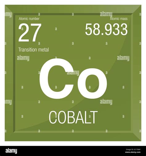 Cobalt symbol. Element number 27 of the Periodic Table of the Elements - Chemistry - Square ...