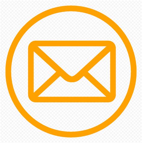 Mail Email Address Round Outline Orange Icon Transparent Background | Citypng