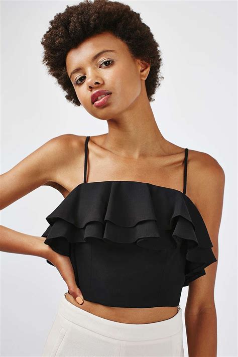 Double Layer Frill Top - Tops - Clothing - Topshop USA | Frill tops, Tops, Cropped camisole