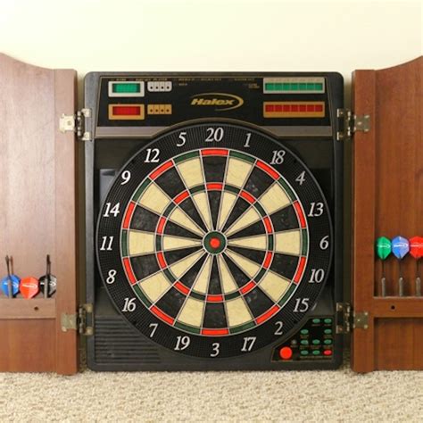 Halex "Epsilon" Electronic Dart Board in Wood Cabinet | EBTH