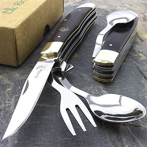 Elk Ridge Multitool Pocket Knife w/ Fork & Spoon Utensil Camping Knife