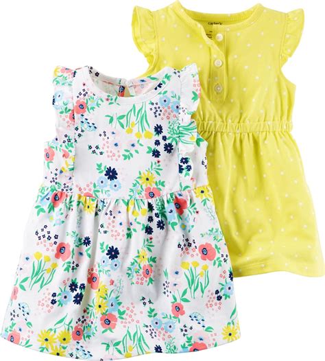 Amazon.com: Carter's Baby Girls' 2-Pack Jersey Summer Dresses, Yellow, 6 Months: Clothing