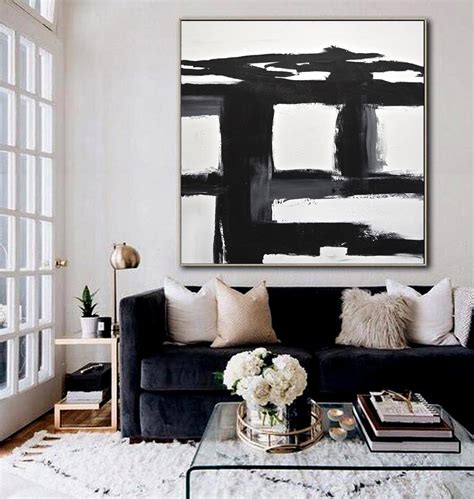 Large Original Black and White Abstract Art Square Painting - Etsy