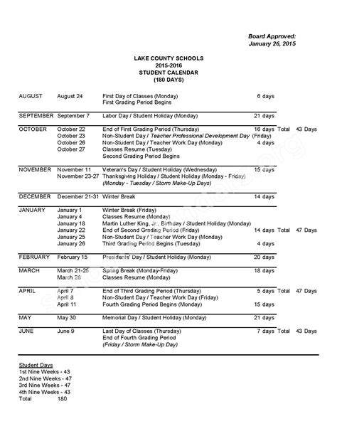 Lake County School District Calendar 2023 - Schoolcalendars.net