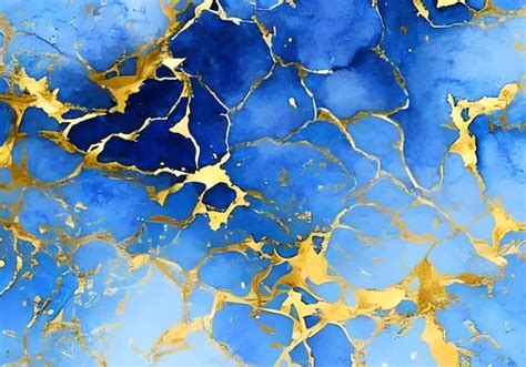 Premium Vector | Blue Gold White Marble Texture Watercolor Abstract ...