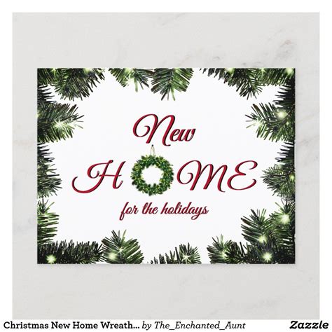 Christmas Holiday Wreath Greenery Moving Announcement Postcard | Zazzle.com | Moving ...