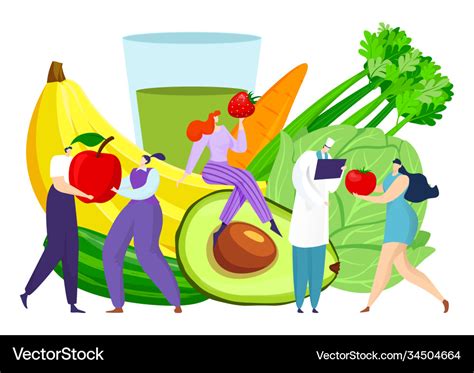 Eating healthy food cartoon nutrition with fresh Vector Image