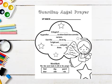 Guardian Angel Prayer Coloring Page