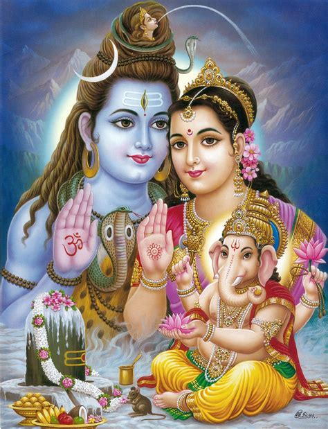 Ganesha Propitiates Shiva and Parvati