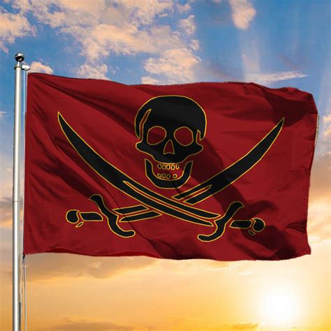 Bloody Red Pirate Flag Jolly Roger Pirate Flag Outdoor Hanging Decor ...