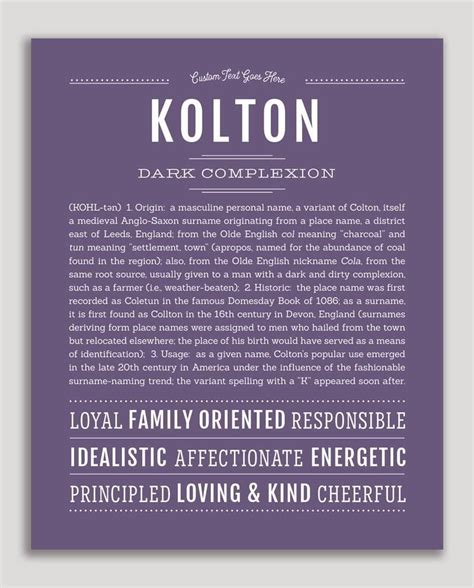 Kolton | Name Art Print | Classic names, Names, Personalized art print