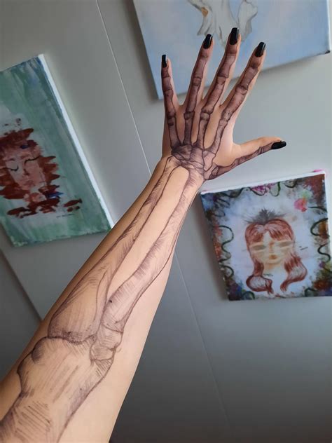 Skeleton arm, me !!, black pen lol, 2020 : r/Art