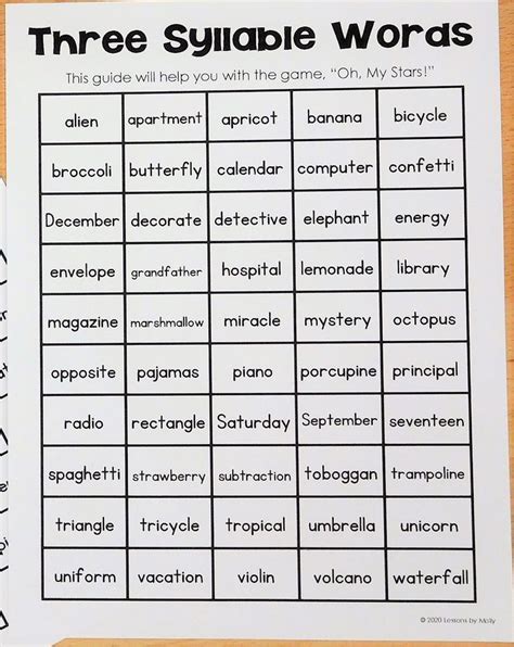 Free Printable Multisyllabic Words Worksheets