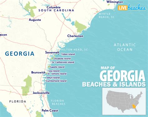 Map of Beaches & Islands in Georgia - Live Beaches