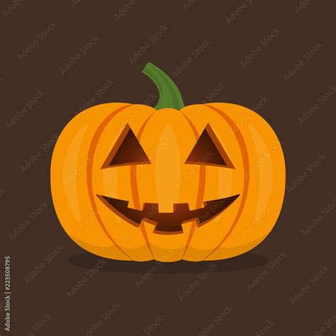 Halloween pumpkin with smile face. Cute happy pumpkin. Vector illustration. Stock Vector | Adobe ...