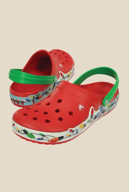 Crocs Crocband Holiday Lights Red & Green Back Strap Clogs from Crocs ...