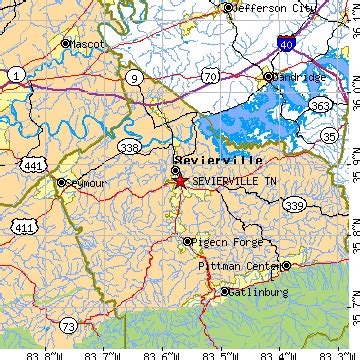 Sevierville, Tennessee (TN) ~ population data, races, housing & economy