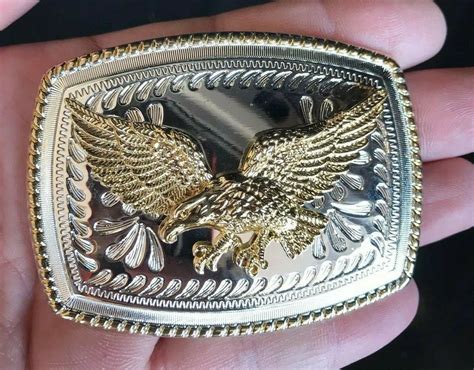 Silver Gold Eagle Belt Buckle Western Cowboy - Walmart.com