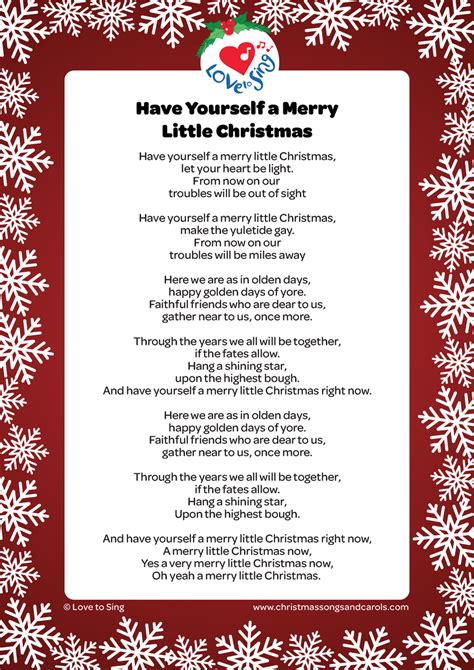 Have Yourself a Merry Little Christmas Lyrics | Christmas Songs & Carols - Love to Sing