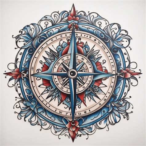 Premium AI Image | Compass tattoo isolated on a white background