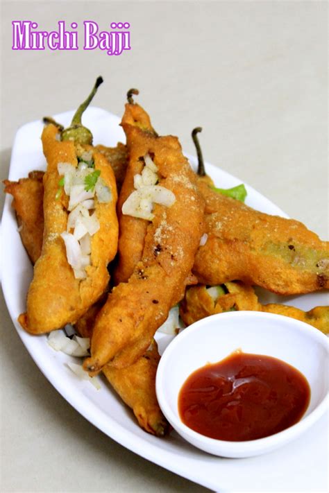 Mirchi Bajji Recipe, Mirapakaya Bajji | Chilli Bajji - Yummy Indian Kitchen