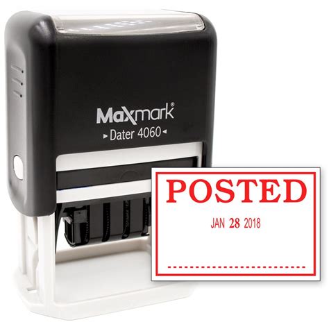 MaxMark Large Date Stamp with POSTED Self Inking Date Stamp, Large Size - RED ink - Walmart.com ...