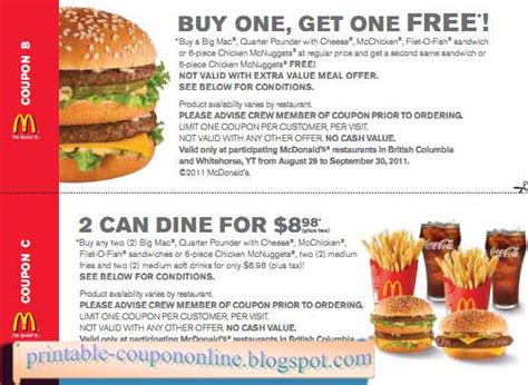 Printable Coupons 2021: Mcdonalds Coupons