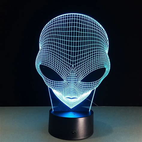 Creative Alien Head Table Lamp 7 Colors Changing Desk Lamp 3d Lamp ...