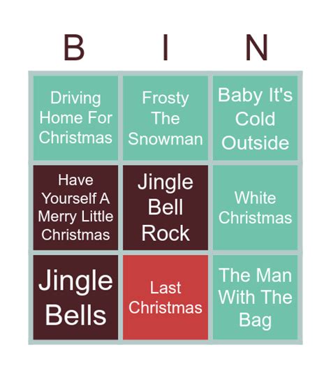 Christmas Song Bingo Card