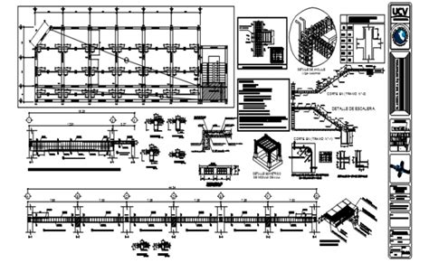 Structural plan of the classroom with detail dimension in dwg file ...