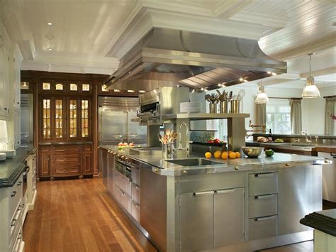 Oversized Stainless Steel Center Island with Stacked Warming Drawers - Traditional - Kitchen