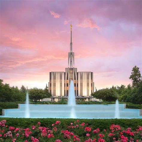 Seattle Temple Sunrise Glow - LDS Temple Pictures