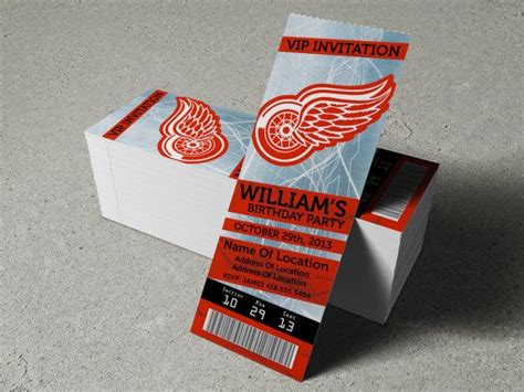 Detroit Red Wings Custom Ticket Invitation | Detroit red wings, Red ...