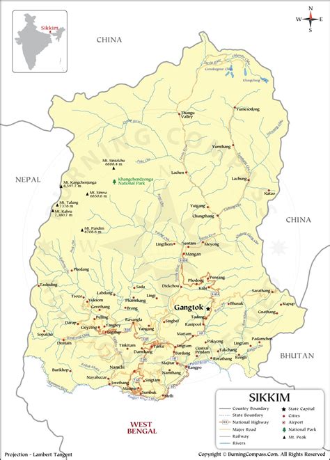 Sikkim Map, Sikkim State Map, Sikkim ka Map